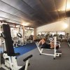 Persona solleva pesi in una palestra attrezzata.